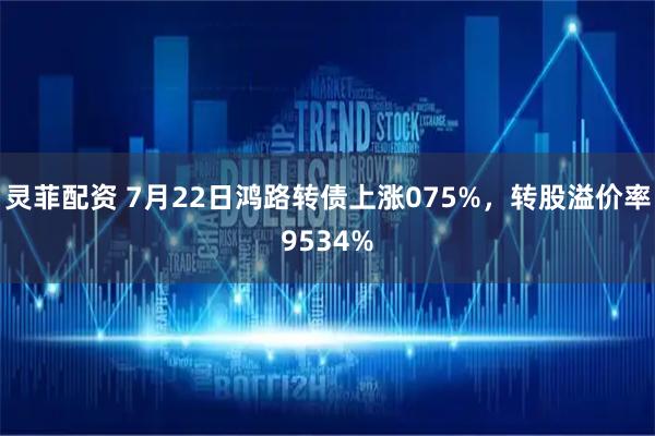 灵菲配资 7月22日鸿路转债上涨075%，转股溢价率9534%