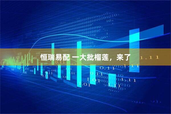 恒瑞易配 一大批榴莲，来了